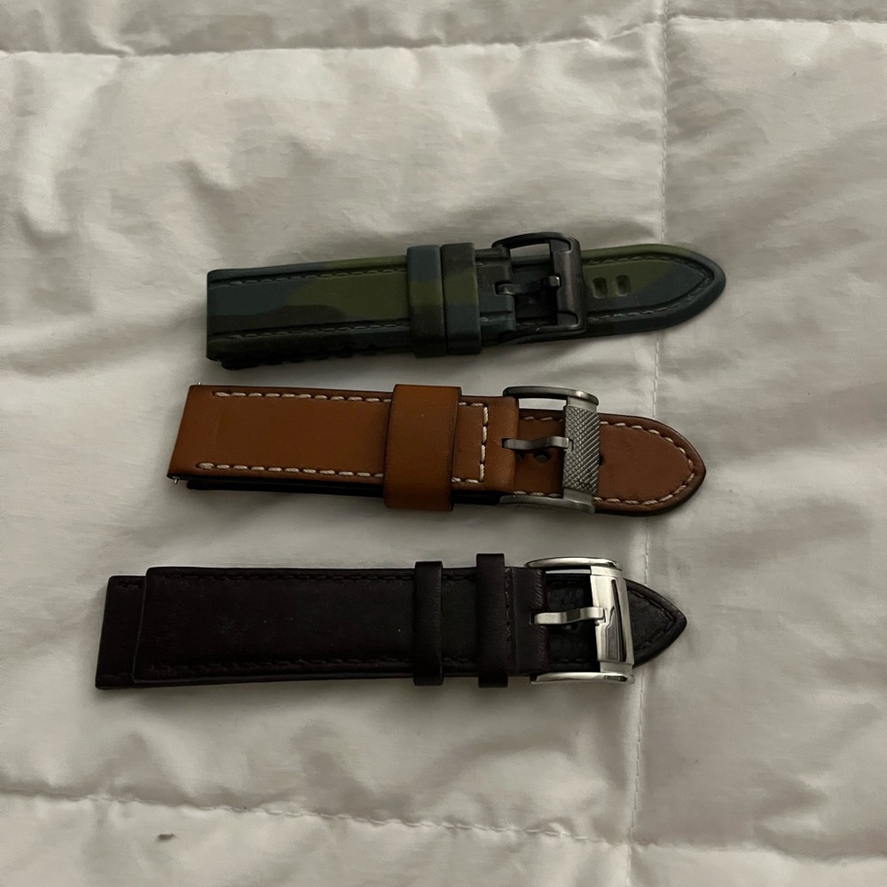 Fossil Watch Bands in Green, Tan, and Black